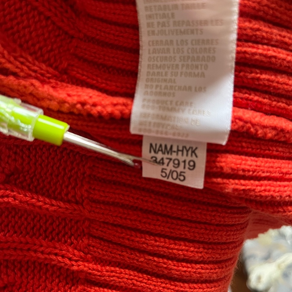 Vintage Tommy Hilfiger Hoodie Cable knit Cable Sweater 2000s Y2K 90s Orange L - Picture 5 of 9